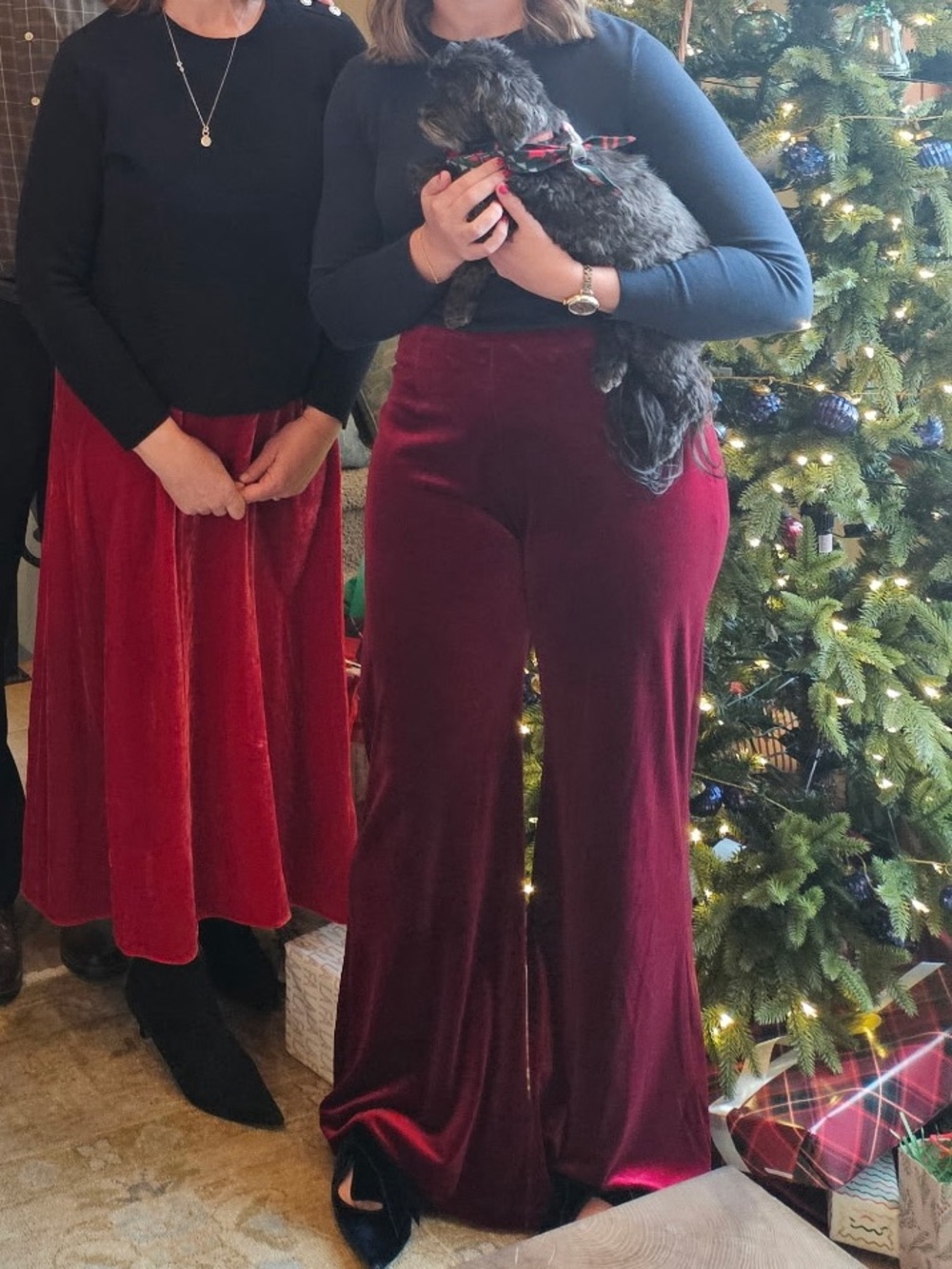 Tuckernuck Women’s Velvet Wide-Leg Pants in Burgundy
